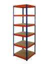 Regał Helios 196x60x60 cm 6 półek/175kg Niebiesko-Pomarańczowy
