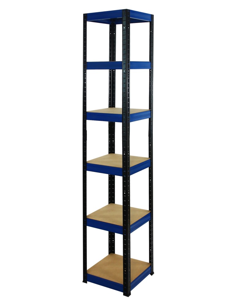 Regały - Regał Helios 196x40x40 cm 6 półek/175kg Czarno-Niebieski - product b2b.wamar.biz 1