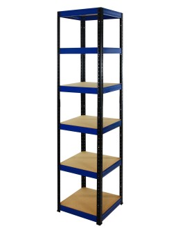 Regał Helios 213x45x45 cm 6 półek/175kg Czarno-Niebieski