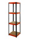 Regał Helios 180x45x45 cm 4 półki/175kg Czarno-Pomarańczowy