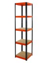 Regał Helios 180x45x45 cm 5 półek/175kg Czarno-Pomarańczowy