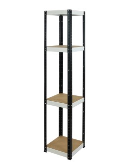 Regał Helios 180x30x30 cm 4 półki/175kg Czarno-Biały
