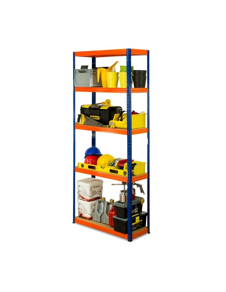 Regały - Regał Helios 213x100x30 cm 5 półek/350kg Czarno-Niebieski - product b2b.wamar.biz 1