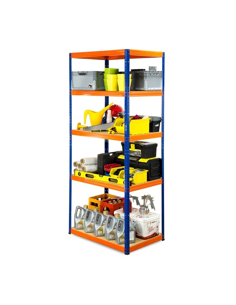 Regały - Regał Helios 196x100x45 cm 5 półek/350kg Czarno-Niebieski - product b2b.wamar.biz 1