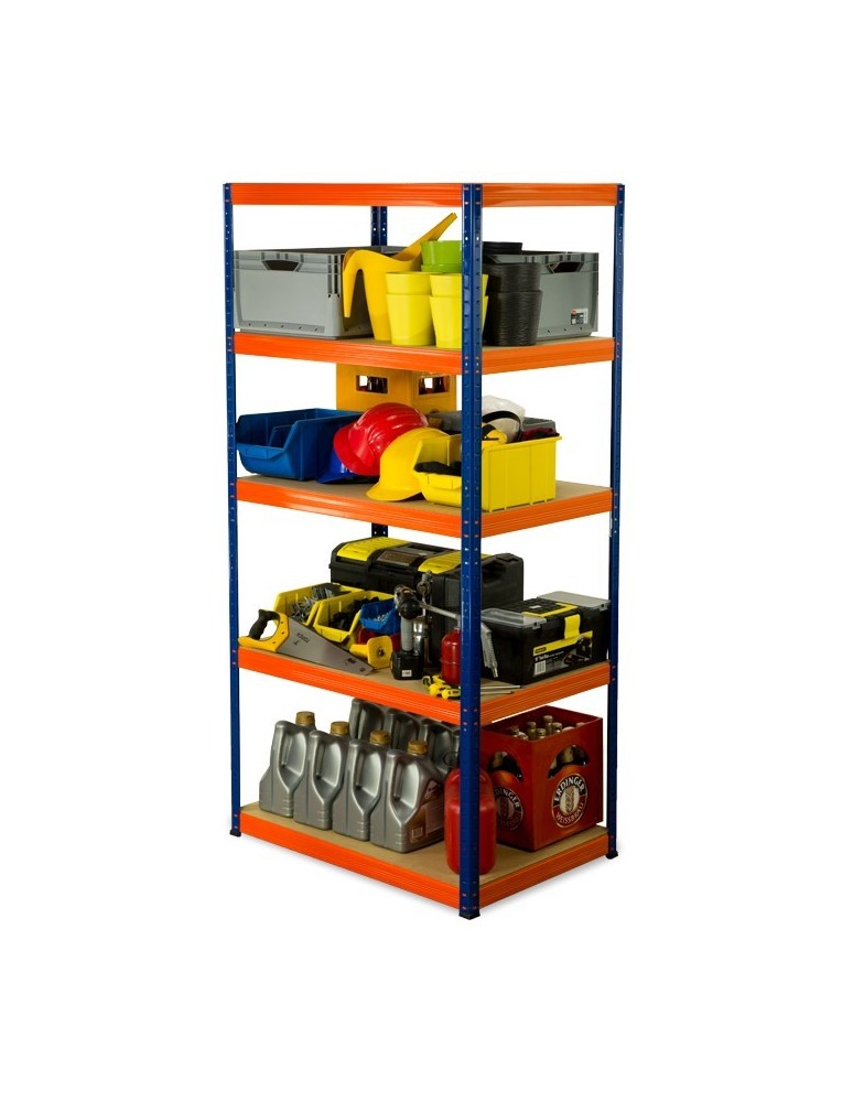 Regały - Regał Helios 180x90x50 cm 5 półek/400kg Czarno-Niebieski - product b2b.wamar.biz 1