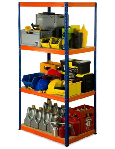 Regały - Regał Helios 180x100x60 cm 4 półki/400kg Czarno-Niebieski - product 1