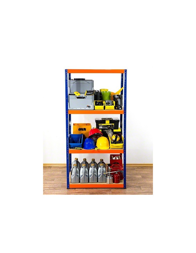 Regały - Regał Helios 180x100x60 cm 4 półki/400kg Czarno-Niebieski - product b2b.wamar.biz 2