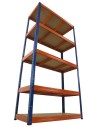 Regał Helios 213x90x30 cm 5 półek/350kg Czarno-Niebieski
