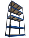 Regał Helios 213x100x45 cm 5 półek/350kg Czarno-Niebieski