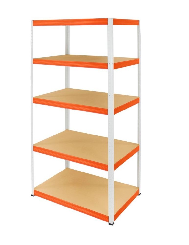 Magazynowe regały metalowe - Regał Helios 213x75x50 cm 5 półek/175kg Biało-Pomarańczowy - product b2b.wamar.biz 1