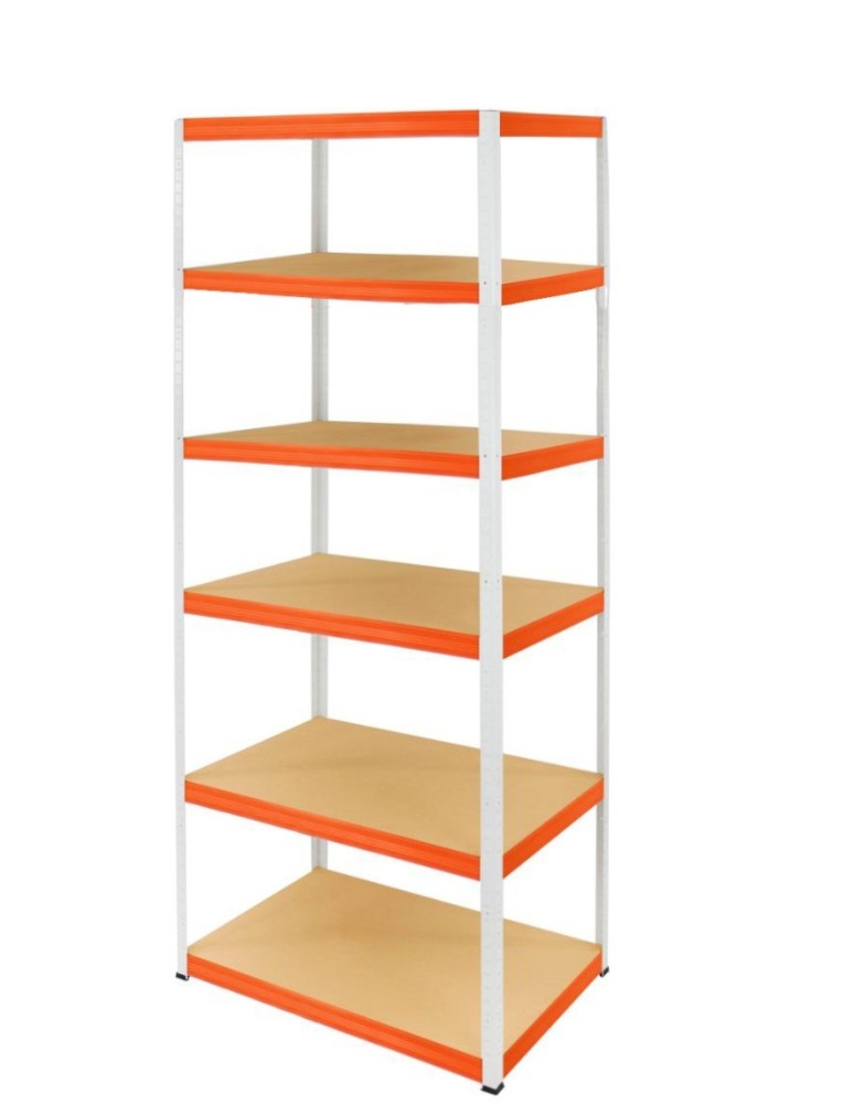 Magazynowe regały metalowe - Regał Helios 213x75x60 cm 6 półek/275kg Biało-Pomarańczowy - produkt b2b.wamar.biz 1