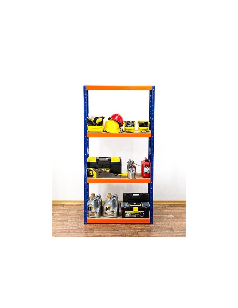 Magazynowe regały metalowe - Regał Helios 180x75x30 cm 4 półki/400kg Biało-Pomarańczowy - produkt b2b.wamar.biz 1