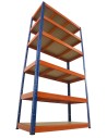 Regał Helios 213x120x30 cm 6 półek/350kg Czarno-Niebieski