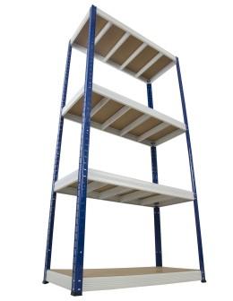 Regał Helios 180x90x35 cm 4 półki/400kg Czarno-Niebieski