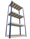 Regał Helios 180x90x35 cm 4 półki/400kg Czarno-Niebieski