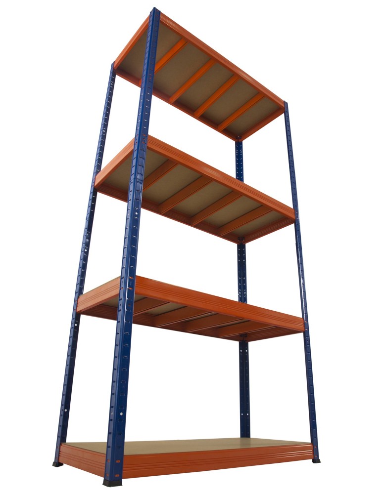 Regały - Regał Helios 180x90x45 cm 4 półki/400kg Czarno-Niebieski - product b2b.wamar.biz 1