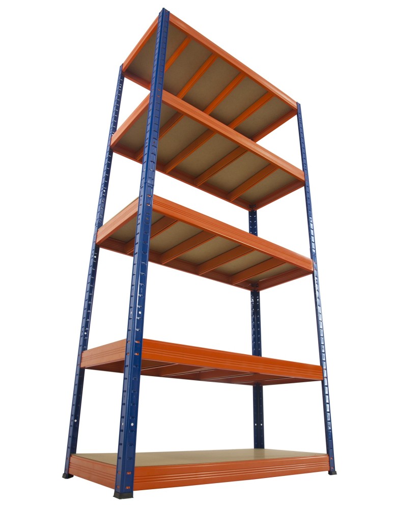Regały - Regał Helios 180x90x50 cm 5 półek/400kg Czarno-Niebieski - product b2b.wamar.biz 1