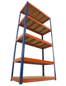 Regał Helios 180x90x50 cm 5 półek/400kg Czarno-Niebieski