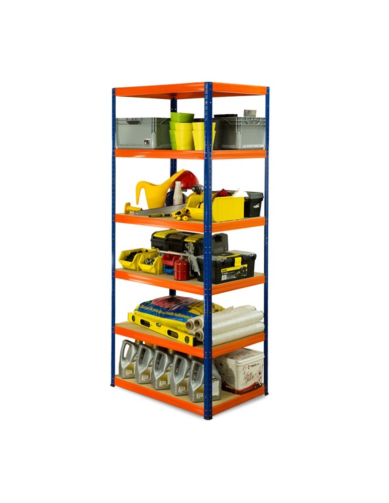 Regały - Regał Helios 213x100x60 cm 6 półek/175kg Biało-Niebieski - product b2b.wamar.biz 3