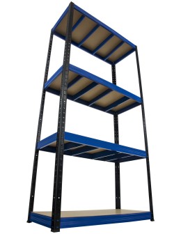 Regał Helios 180x100x60 cm 4 półki/400kg Czarno-Niebieski