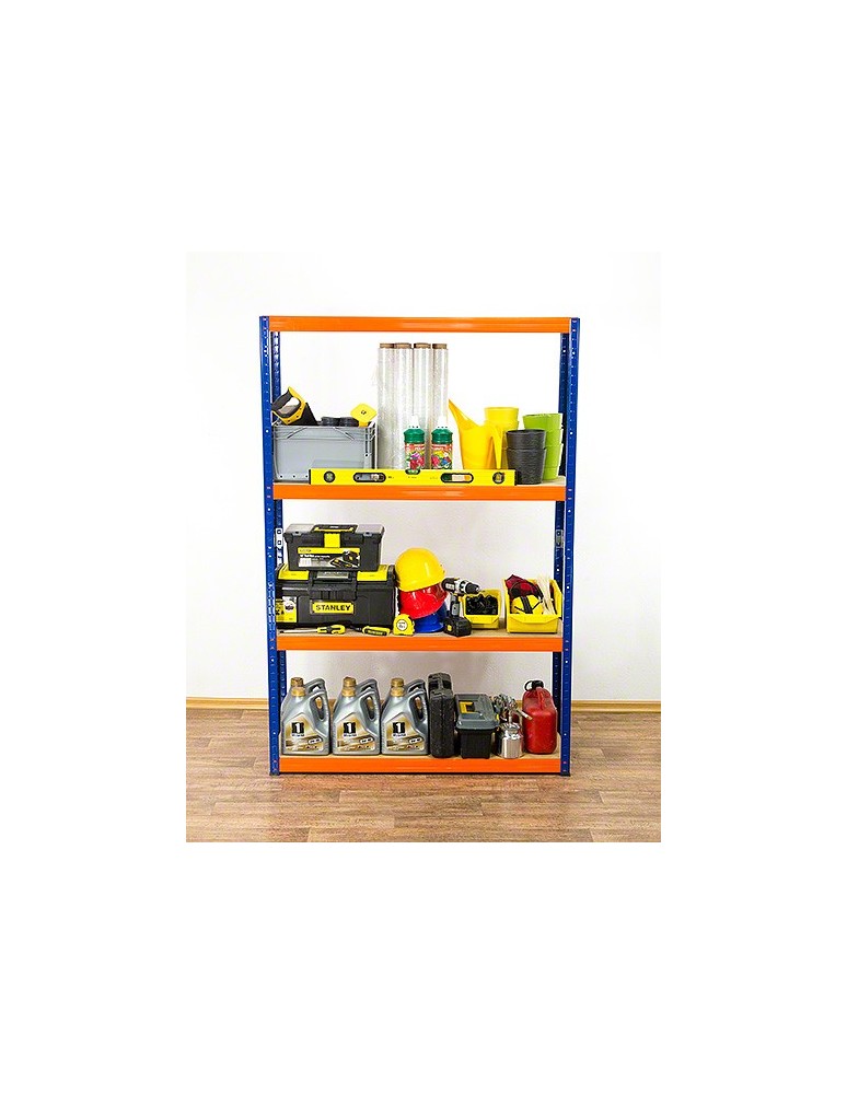 Regały - Regał Helios 180x100x30 cm 4 półki/350kg Czarno-Pomarańczowy - produkt b2b.wamar.biz 3