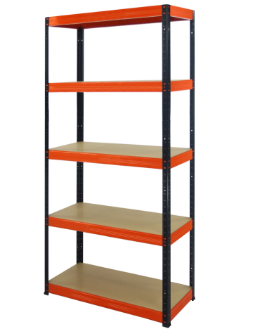 Regał Helios 180x100x40 cm 5 półek/350kg Czarno-Pomarańczowy
