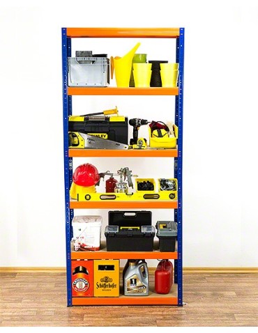 Regały - Regał Helios 196x100x35 cm 6 półek/275kg Biało-Niebieski - product 4