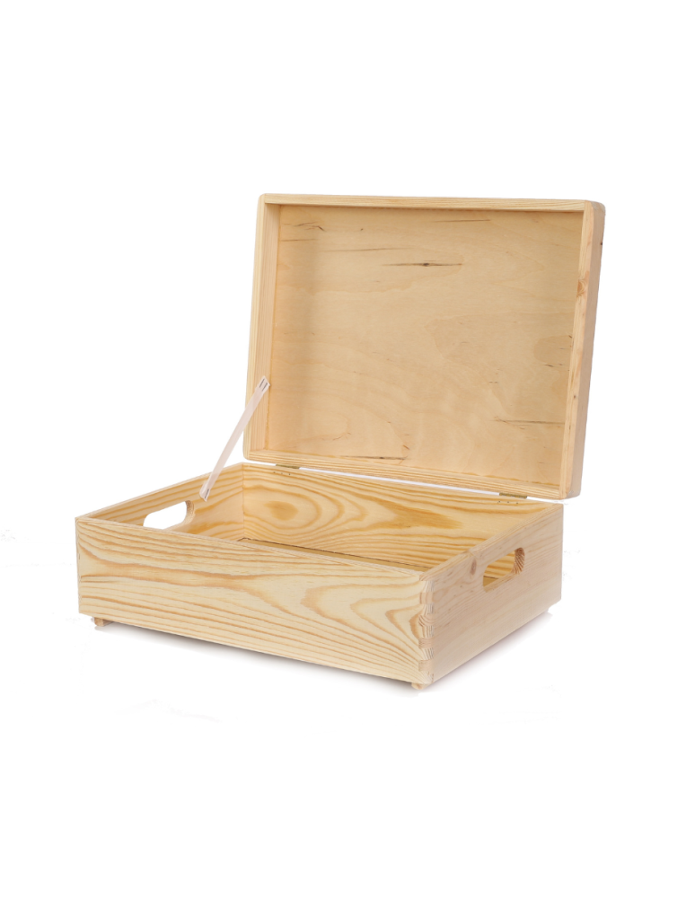 Skrzynie i skrzynki drewniane - Drewniana Skrzynka z wiekiem S-08 / 13,5x40x30 cm - Naturalna - product b2b.wamar.biz 1