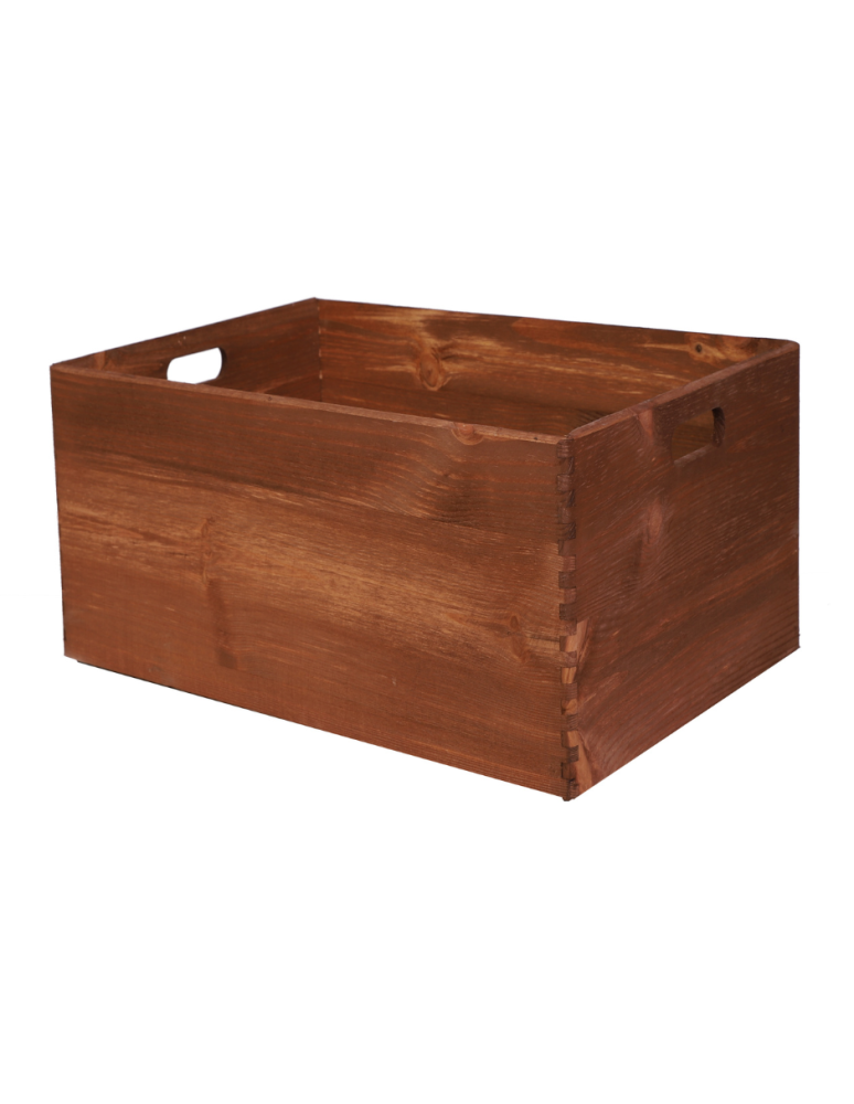 Skrzynie i skrzynki drewniane - Drewniana Skrzynka S-01 / 23x40x30 cm - Brązowa - product b2b.wamar.biz 1