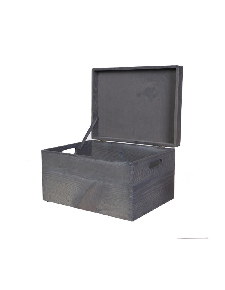 Skrzynie i skrzynki drewniane - Drewniana Skrzynka z wiekiem S-03 / 23x40x30 cm - Szary - product b2b.wamar.biz 1