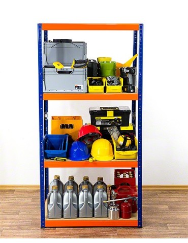 Regały - Regał Helios 180x75x35 cm 4 półki/400kg Biało-Niebieski - product 4