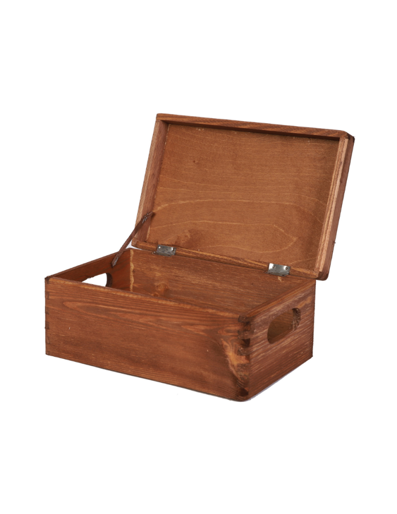 Skrzynie i skrzynki drewniane - Drewniana Skrzynka z wiekiem S-06 / 13,5x30x20 cm - Brązowa - product b2b.wamar.biz 1