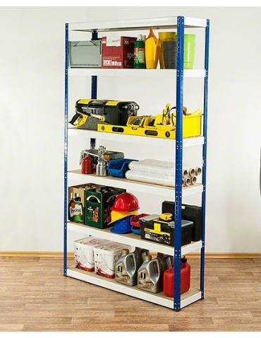 Regały - Regał Helios 196x110x30 cm 6 półek/175kg Niebiesko-Pomarańczowyi - product 5