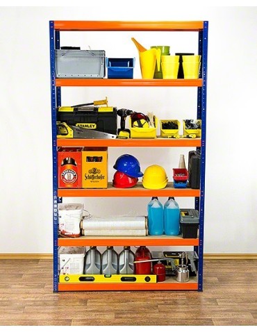 Regały - Regał Helios 196x110x35 cm 6 półek/175kg Niebiesko-Pomarańczowyi - product 2