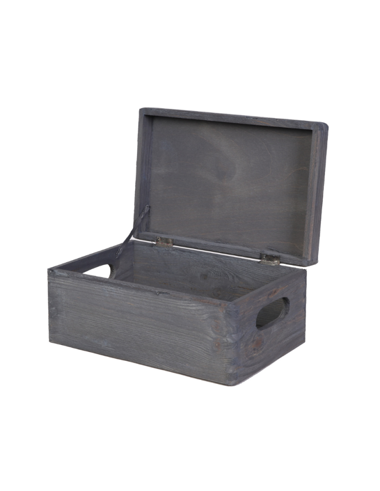 Skrzynie i skrzynki drewniane - Drewniana Skrzynka z wiekiem S-06 / 13,5x30x20 cm - Szara - product b2b.wamar.biz 1